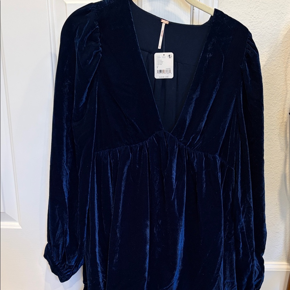 Free People Navy Velvet Dress - Picture 4 of 5